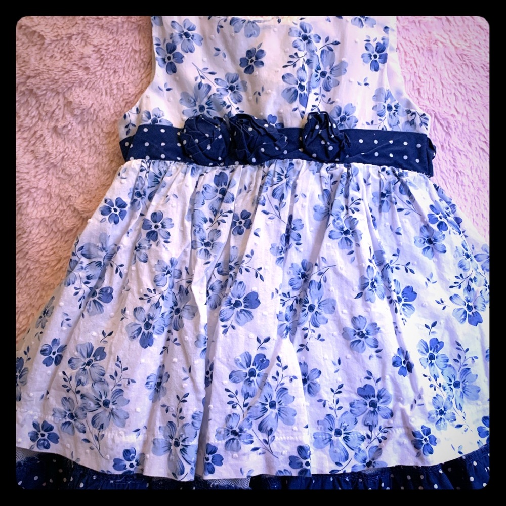 Blue and white dress